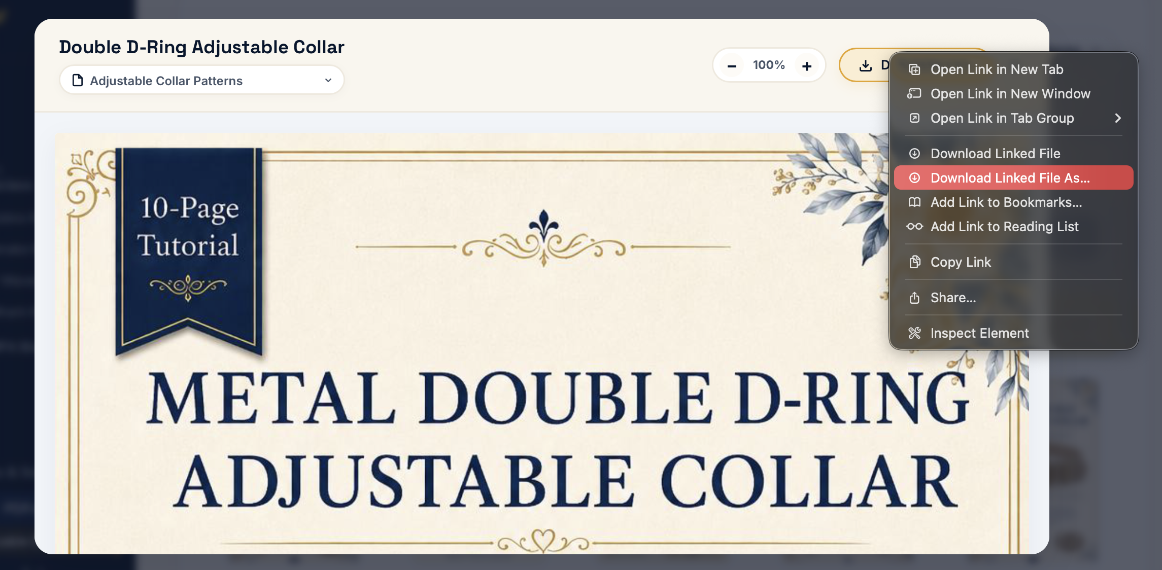 A right-click menu showing Download Linked File and Download Linked File As options.