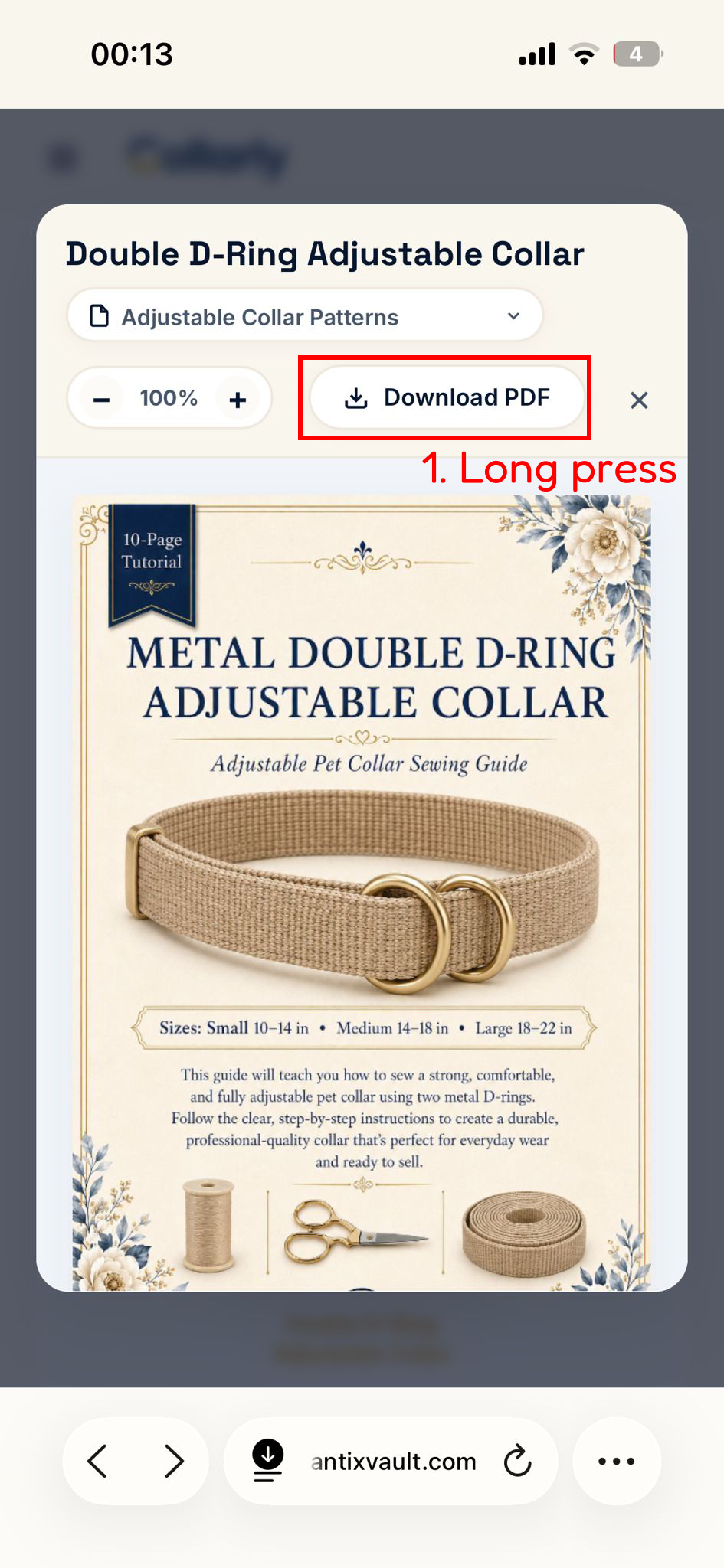 Press and hold the Download PDF button.